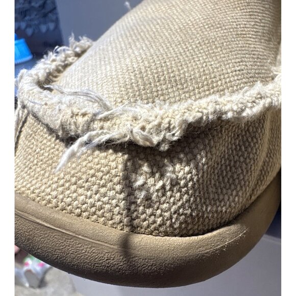 Mens Crocs Santa Cruz Loafers Frayed Canvas Slip-On Shoes Beige Size 10 - Picture 5 of 13